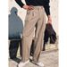 European Mid-waist Trousers Men's Paris Buckle Design Double-pleated Loose Straight Gorger Trousers Non-ironing Casual Suit Trousers_viptrois.com