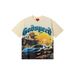 Retro Skull Print High Street Unisex Washed Distressed Short-Sleeve T-Shirts_viptrois.com