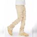 Cargo Straight European And American Fashion Ins Hot Elastic Patchwork Denim Layered Flared Men's Pants_viptrois.com