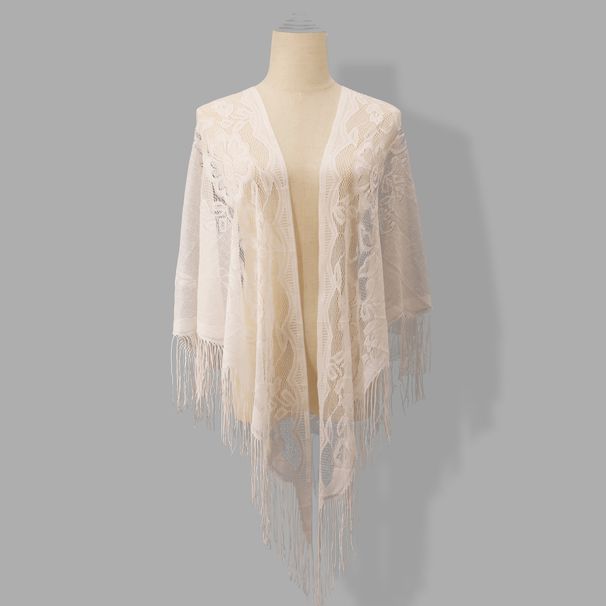 Lace Shawl Scarf - Floral Triangle Wedding Veil For Bride & Bridesmaids (Elegant Banquet Accessory)_viptrois.com