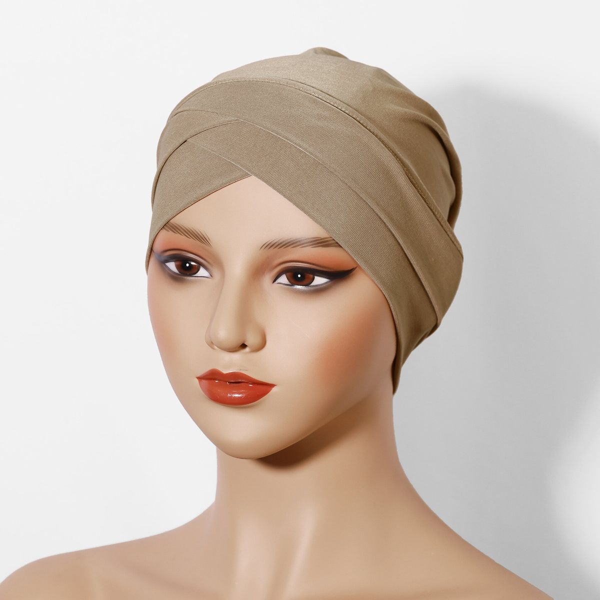 Elegant Crystal Linen Hijab – Two-Layer Full Cover Scarf With Cross Design (Arabic Style Headscarf For Women)_viptrois.com