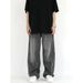 Vintage-Inspired High-Waisted Straight Leg Jeans Relaxed Fit Smoky Grey Washed Denim Elastic Waistband Floor-Length Hem for Men And Women_viptrois.com