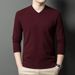 Men's Wool Knit V-Neck Autumn Winter New Warm Machine Washable Sweater_viptrois.com