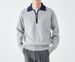 Pure 2023 Autumn Winter New Color-Block Polo Style Turn-Down Collar Zipper Knit Sweater Men's Casual Outerwear Sweatshirt_viptrois.com