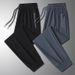 Men's Lightweight Breathable Jogger Pants - High Waist Loose Fit Elastic Waistband Casual Trousers For Summer, Black Grey Blue (Straight & Tapered Leg_viptrois.com