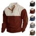 Men's Casual Color-Block Stand Collar Fleece Sweatshirt - Breathable & Comfortable Plus Size Pullover For Spring/Autumn_viptrois.com
