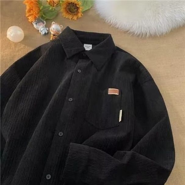 Nordmann Corduroy Shirt Men Long Sleeve Autumn Winter New Casual Loose Retro College Style Trendy Brand Couple Jacket_viptrois.com