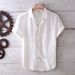 Retro Wrinkled Short-sleeved Linen Shirt Men's Summer Casual Thin Breathable Loose Half-sleeved Cotton And Linen_viptrois.com