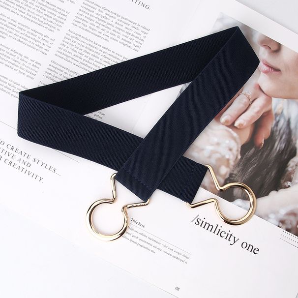 Women's Black Elastic Belt in Stock Single Circle Korean Style Fashion Waistband Versatile Belt Wholesale_viptrois.com
