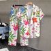 Y2 New Men's Casual Floral Print Suit Short Sleeve Shirt And Trousers Set Versatile Men's Clothing_viptrois.com