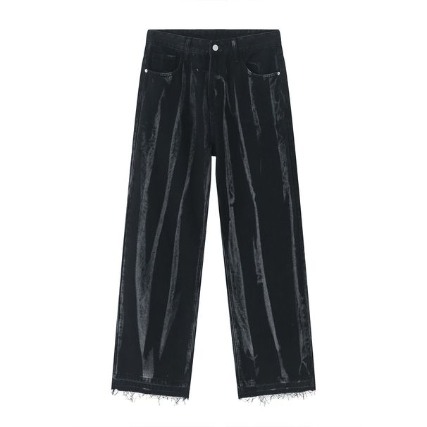 EF JEANS | 2023 Summer New Product Personalized Niche Tie-dye Striped Loose Straight Floor Mopping Jeans For Men And Women_viptrois.com