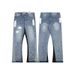 Cross Border European And American Ink Splash Graffiti Micro Flared Casual Loose Jeans Long Pants Men And Women Trendy Casual Stitching Trousers_viptrois.com