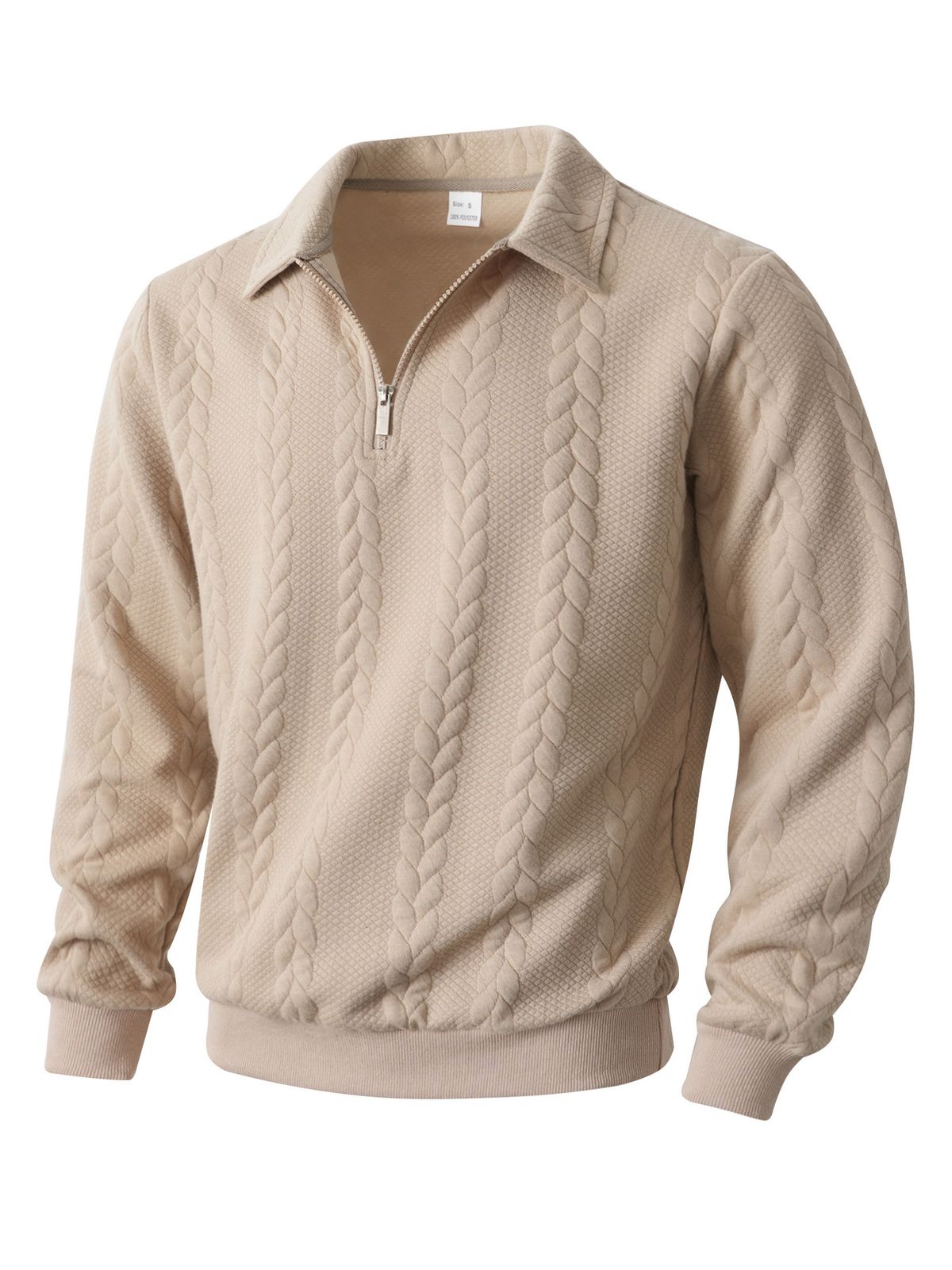 Men's Jacquard Knit Zip-Up Sweatshirt – Stand Collar Pullover For Autumn & Winter (Slim Fit, 280GSM, S-XXXL)_viptrois.com