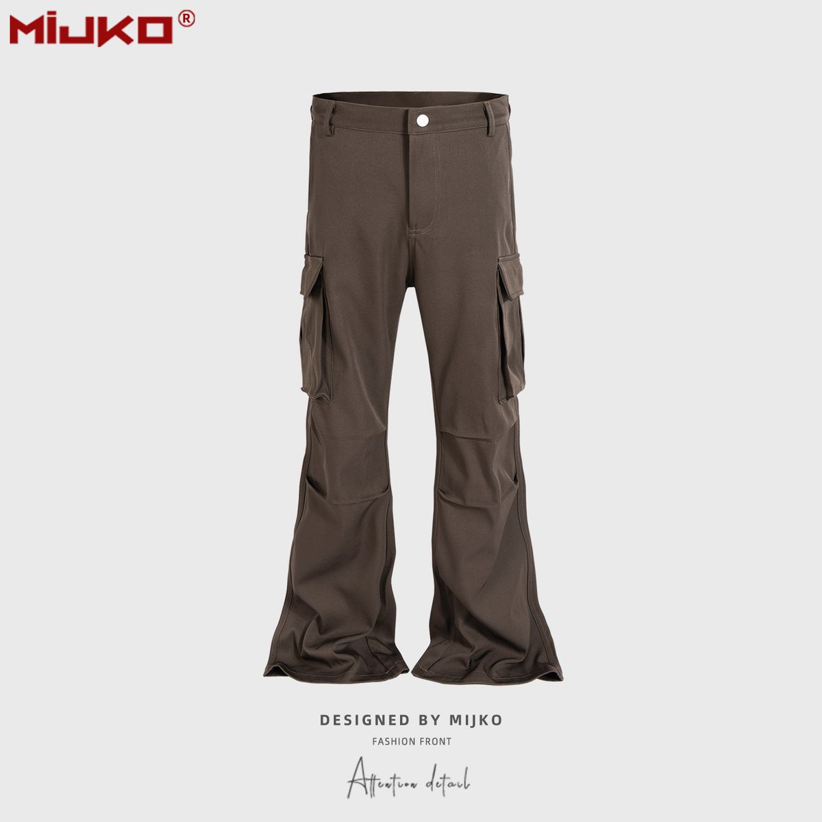 Man's clothing Pleated crease pants Men's and women's high street style micro-rado pocket casual cargo pants_viptrois.com