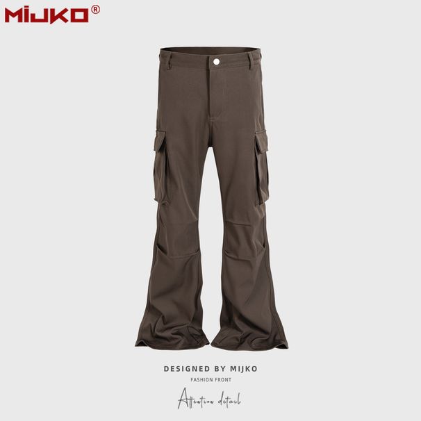 Man's clothing Pleated crease pants Men's and women's high street style micro-rado pocket casual cargo pants_viptrois.com