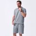 Men's Clothing Solid Jacquard T-Shirt & Shorts Set - Summer Casual Outfit - Breathable Polyester - S-XXXL (Black, Khaki, Gray, Sky Blue, White)_viptrois.com