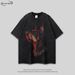 American Oversize Doberman Print Washed Vintage Short T-Shirt Unisex Hip Hop Trendy Brand Half Sleeve Tee_viptrois.com