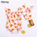 Baby clothes newborn baby one-piece clothes summer baby girl printing fly-sleeved coat super cute one-piece crawling clothes hair accessories 2 sets_viptrois.com