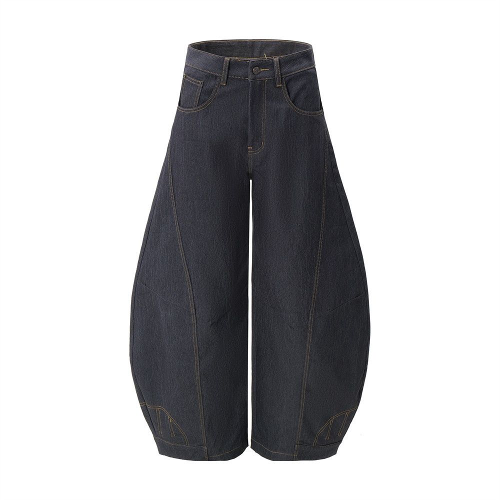 Men's Loose Wide-Leg Pocketed Cargo Jeans With Unique Design And Deconstructed Stitching_viptrois.com