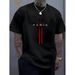 Camiseta Algodón Con Estampado Gráfico De París Hombres - Cuello Redondo Suave, Estilo Urbano Ligeramente Elástico,_viptrois.com