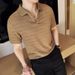 New Summer Cool Hollow Short-sleeved Polo Shirt Korean Version Sexy V-neckline Personalized Knitted Short-sleeved Polo Shirt_viptrois.com