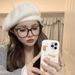 Atmospheric White Rabbit Fur Beret For Women, Autumn Winter Soft And Skin-Friendly Artist Hat, Korean Style Female Lead_viptrois.com