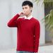 Pure Winter New Round Neck Sweater , Solid Color Slim Fit Knitwear, Trendy Long Sleeve Base Layer Warm Knit Top For Youth_viptrois.com