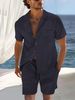 Men's Clothing Short Sleeved Collar Shirt Summer Thin Suit Casual Sportswear Shorts Shirt_viptrois.com
