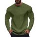 Men's Jacquard Square Pattern Long Sleeve T-Shirt - Breathable Loose Fit Casual Round Neck Shirt, Lightweight Layering Top (White/Dark Gray_viptrois.com