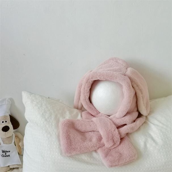 Kids' scarves baby winter cross scarf one hat baby new warm anti-freeze solid color small ears_viptrois.com