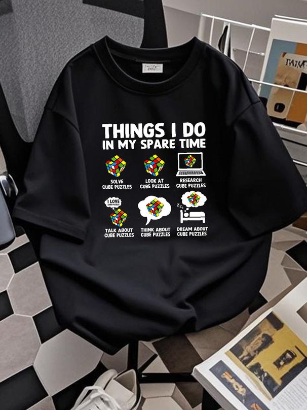 Things I Do In My Spare Time Cube Puzzle Speed Cubing T-Shirt Unisex Comfortable Fashion Graphic Summer Stretched Streetwear Soft_viptrois.com