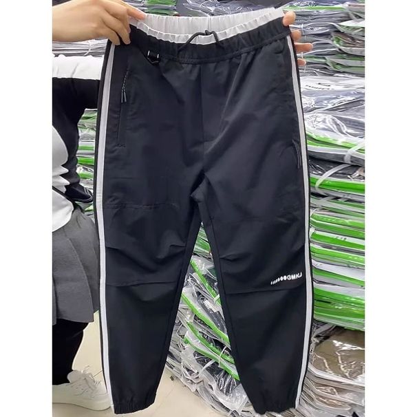 Men's Trendy Thin Patchwork Quick Drying Casual Pants Elastic Waist Stretch Skinny Jogger For Autumn_viptrois.com