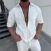 Men's High End Zipper Lapel Summer Short Sleeved Cardigan T Shirt_viptrois.com