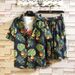 Men's Clothing Summer New Men's Fashion Beach Suit Loose Large Size Fashion Pattern Shorts Shirt Two Piece Suit_viptrois.com