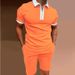 Men's Slim Fit Polo Shirt Set Short Sleeve Printed Zipper Lapel Pullover Casual Wear_viptrois.com
