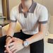 Men's Thin Stretchy Short Sleeved Collared Hollow out Knit Ice Silk Polo Shirt Fashionable E Commerce Item_viptrois.com