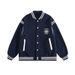 Vintage College Embroidered Badge Baseball Jacket - Unisex Casual Outerwear For Spring & Autumn (Navy, Grey)_viptrois.com