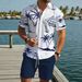 Men's Summer Casual Shirts Jacquard Short Sleeved Cardigans Business Casual Suits_viptrois.com