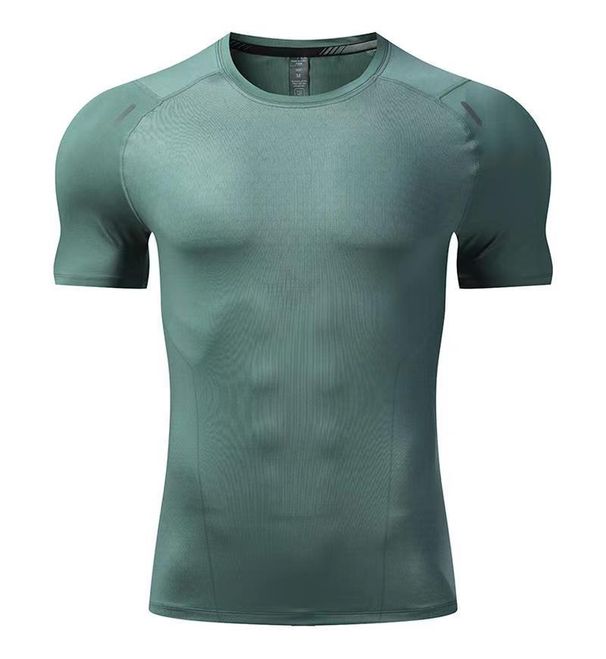 Men's Clothing Quick Drying Short Sleeved Sports T Shirt Round Neck Elastic Running Clothes Muscle Fitness Training Clothing_viptrois.com