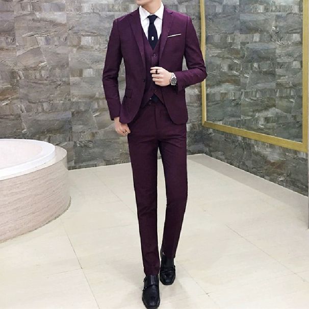Men's Clothing Casual Suits For Men, Three Piece Suits, Handsome Style, Slim Fitting Suits For Grooms, Wedding Dresses_viptrois.com