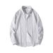 Men's Korean Style Striped Shirt Jacket - Urban Casual Long Sleeve Lapel Top, All-Match Trendy Oversized Coat (Dark Blue/White/Black_viptrois.com
