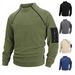 Men's Slim-Fit Fleece Pullover - Winter Stand Collar Long Sleeve Casual Top With Coral Fleece Lining (Black, Blue, Olive, Beige, Dark Gray)_viptrois.com