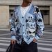 Men's Clothing Cartoon Pattern Jacquard Sweater Unisex Cartoon Jacquard Knit Cardigan - Oversized V-Neck Sweater For Couples & Streetwear Lovers_viptrois.com