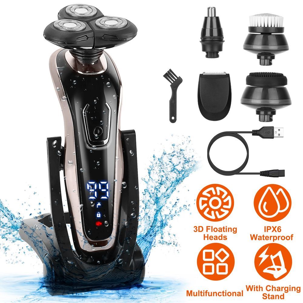 5 In 1 Electric Razor Shaver Rechargeable Cordless Head Beard Trimmer Shaver Kit IPX6 Waterproof Dry Wet Grooming Kit_viptrois.com