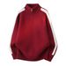 Men's Half-Zip Striped Sweater – Stand Collar Loose Fit Pullover (Black, Grey, Red, White, M-XXXL)_viptrois.com