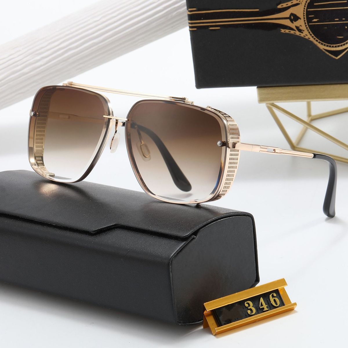 Men's Sunglasses New Fashion Retro Metal Double Beam Polygon Sunglasses Trendy Gradient Mesh Side Visor Sunglasses_viptrois.com
