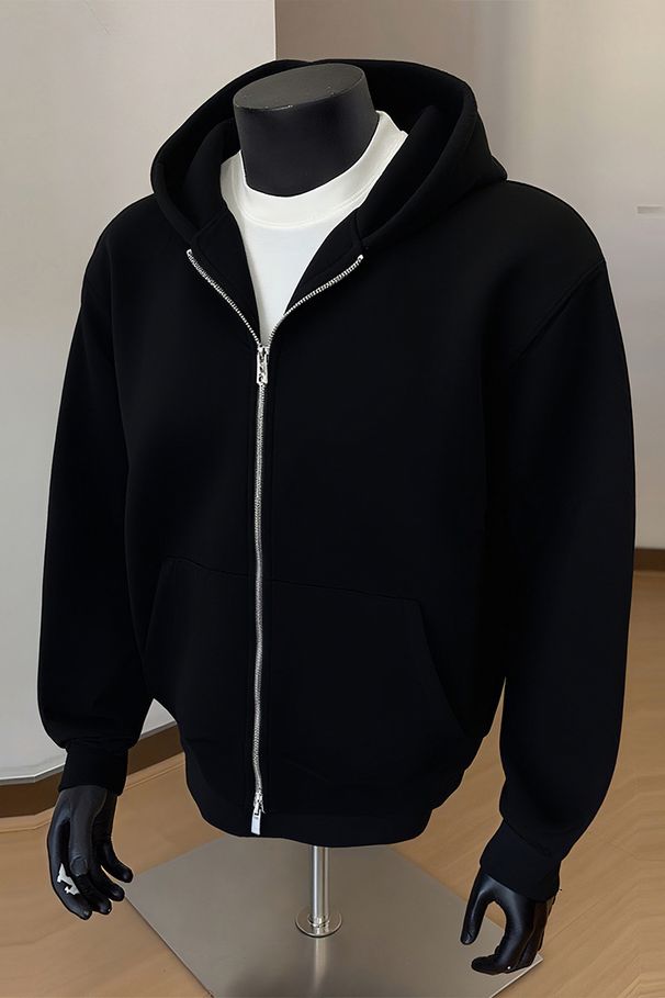26 Years Old New Black Cardigan Sweater Men's Spring And Autumn Cleanfit Double-ended Zipper Jacket American Hoodie_viptrois.com