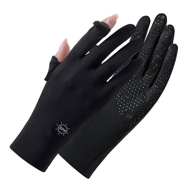Sunscreen gloves summer breathable thin ice silk anti-ultraviolet touch screen cycling outdoor sports non-slip gloves women_viptrois.com