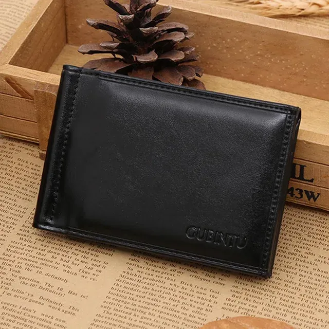 Hot Sale Fashion Men's Leather Money Clip Wallet With Magnet Hasp Credit Card Cash Holder Business Short Designer Purse For Male_viptrois.com