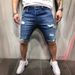 Monochrome Man- And American Style Denim Five-Point Pant With Hole Slim Fit Cro-Border Excluive For European Market New Men'_viptrois.com